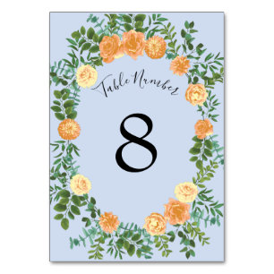 Peach Light Blue Wedding Rose Blues Tischnummer