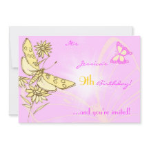 Peach Lila Butterfly Einladungskarte