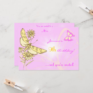 Peach Lila Butterfly Einladungskarte Einladung