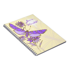 Peach Lila Butterfly Notebook Notizblock