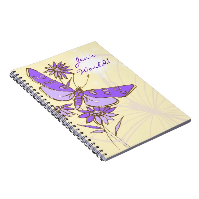 Peach Lila Butterfly Notebook Notizblock (Rechte Seite)