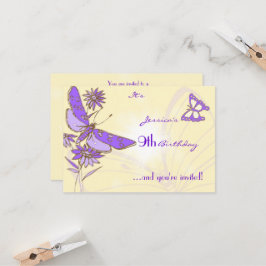 Peach Lila Butterfly RSVP Card Einladung