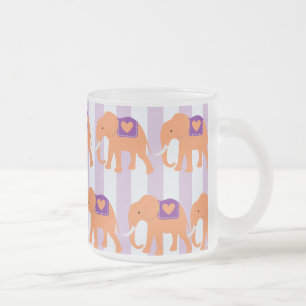 Peach Lila Elephants Herz auf Lila Streifen Mattglastasse