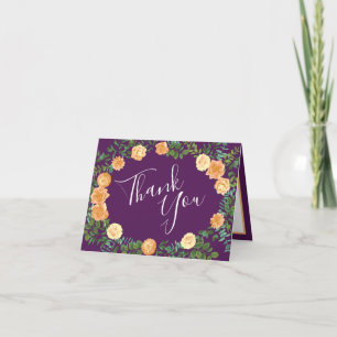 Peach Lila Hochzeitflorale Rose Dankeskarte