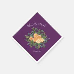 Peach Lila Hochzeitflorale Rose Serviette
