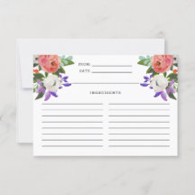 Peach Lila Minze Green Floral Blooms Rezept Karte