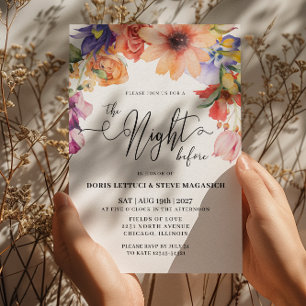 Peach Lila Pink Floral Probe Dinner Einladung