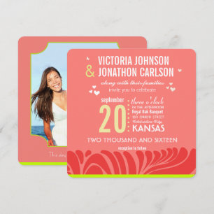 Peach, Limon und Berry Art Déco Einladung zur Hoch