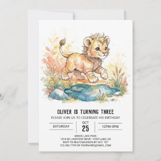 Peach Lion Cub Geburtstag Einladung