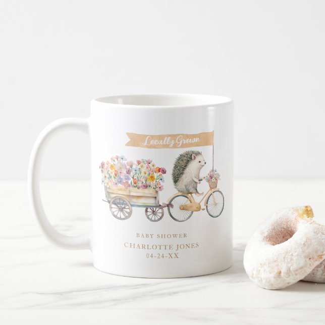Peach Local Grown Baby Shower Tasse - Floral Hedge (Mit Donut)