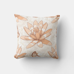 Peach Lotus Blossom Throw Kissen