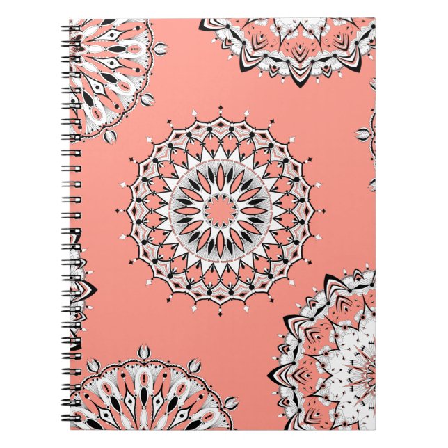 Peach Mandala 1 Spiralnotebook Notizblock (Vorderseite)