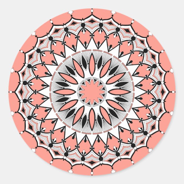 Peach Mandala (Design 1) Stickers (Vorderseite)
