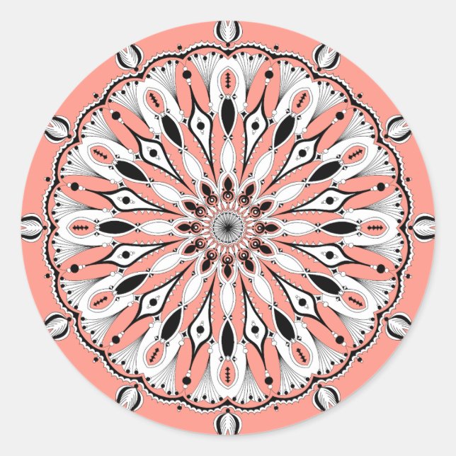 Peach Mandala (Design 2) Stickers (Vorderseite)
