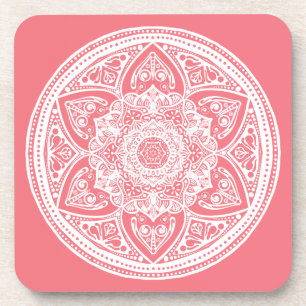 Peach Mandala Getränkeuntersetzer