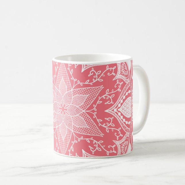 Peach Mandala Kaffeetasse (VorderseiteRechts)