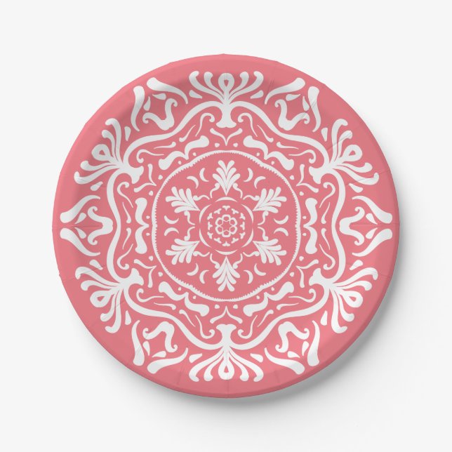 Peach Mandala Pappteller (Vorderseite)