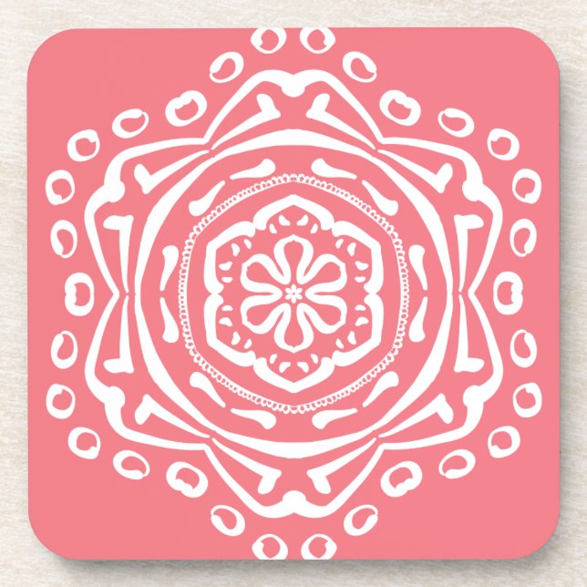 Peach Mandala Untersetzer (Vorderseite)