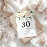 Peach Marine Aquarellblume 30. Geburtstag Party<br><div class="desc">Peach Aquarell floral 30 Geburtstag Party Einladungen. Schönes,  elegantes und modernes Party.</div>