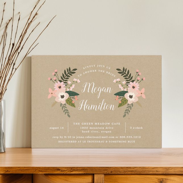 Peach Meadow Kraft Bridal Dusche Einladung (Von Creator hochgeladen)