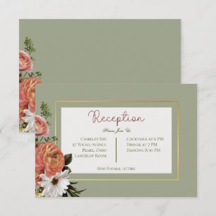 Peach Mimosa Blooms Blumenhochzeit Empfang Begleitkarte