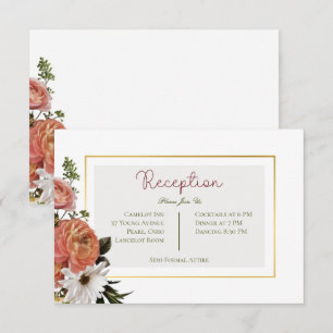 Peach Mimosa Blooms Blumenhochzeit Empfang Begleitkarte