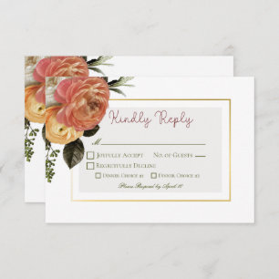 Peach Mimosa Blooms Blumenhochzeit RSVP Karte