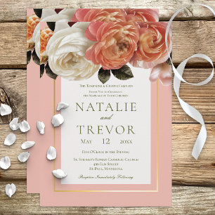 Peach Mimosa Blooms Blumenpeach Hochzeit Einladung