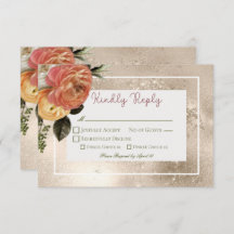 Peach Mimosa Blooms Floral Gold Hochzeit