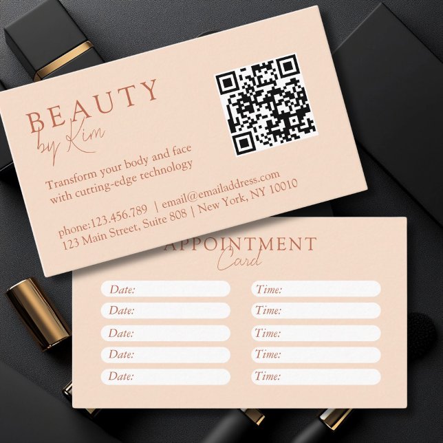 Peach, Minimal, elegant, Salon Terminkarte (Peach, Minimal, Elegant, Salon Appointment Card)