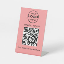 Peach Minimalistic Business Logo und QR Code