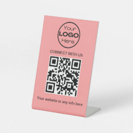 Peach Minimalistic Business Logo und QR Code Sockelschild