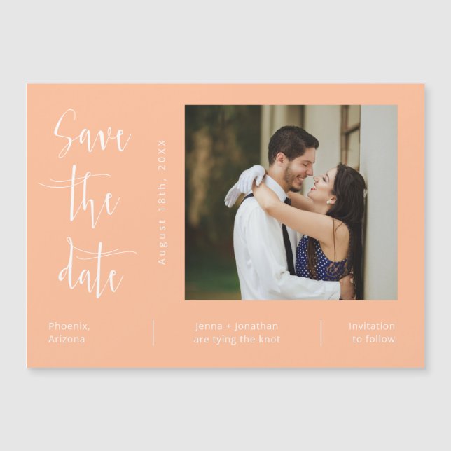 Peach Minimalistisch Save the Date Magnet (Vorderseite)