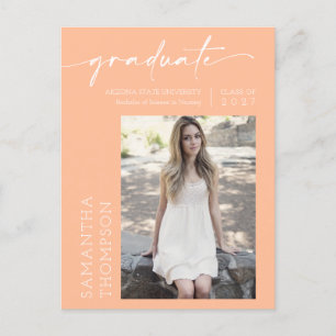 Peach Minimalistisch Script Sie tat It Foto Grad Postkarte