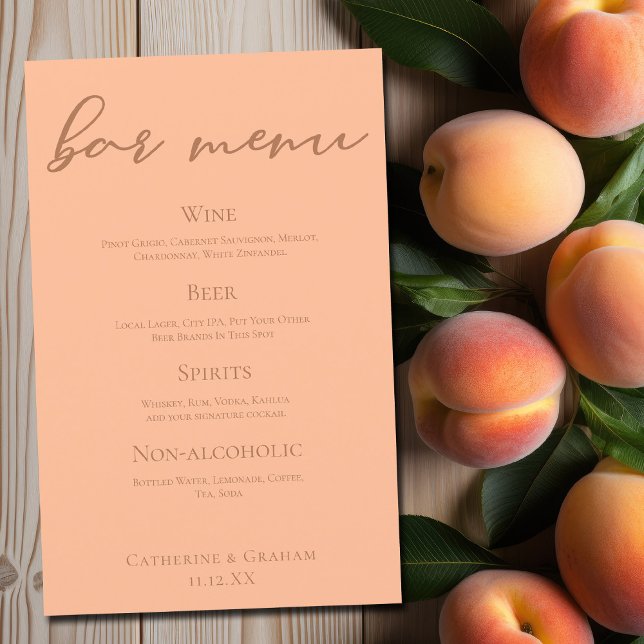 Peach Minimalistisch Script Summer Wedding Bar Men (Von Creator hochgeladen)