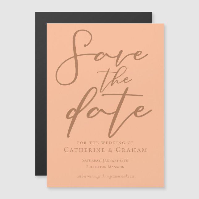 Peach Minimalistisch Summer Save the Date Magnet C (Vorne/Hinten)