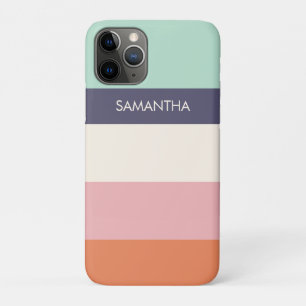 Peach Mint Moderne Farbblöcke Streifen personalisi Case-Mate iPhone Hülle