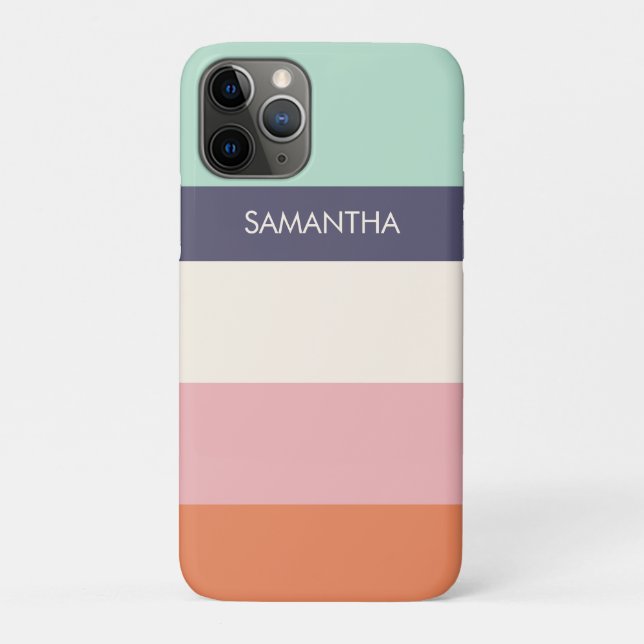 Peach Mint Moderne Farbblöcke Streifen personalisi Case-Mate iPhone Hülle (Rückseite)
