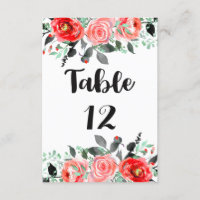 Peach & Mint Peony Floral Wedding Tischnummern