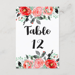 Peach & Mint Peony Floral Wedding Tischnummern