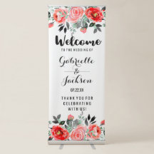 Peach & Mint Peony Watercolor Wedding Willkommen