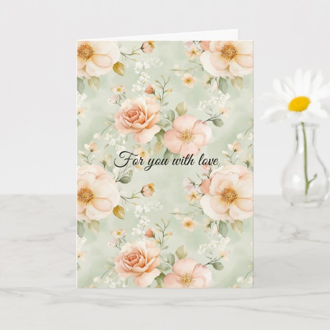 Peach Mint Pretty Roses Floral Bridal Shower Karte (Kleine Pflanze)