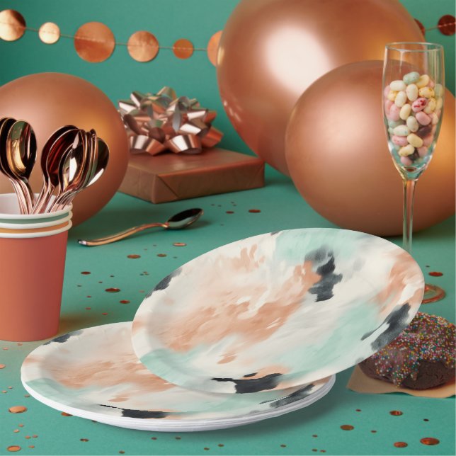 Peach Minze Cream Western Cowhide Pappteller (Multi)