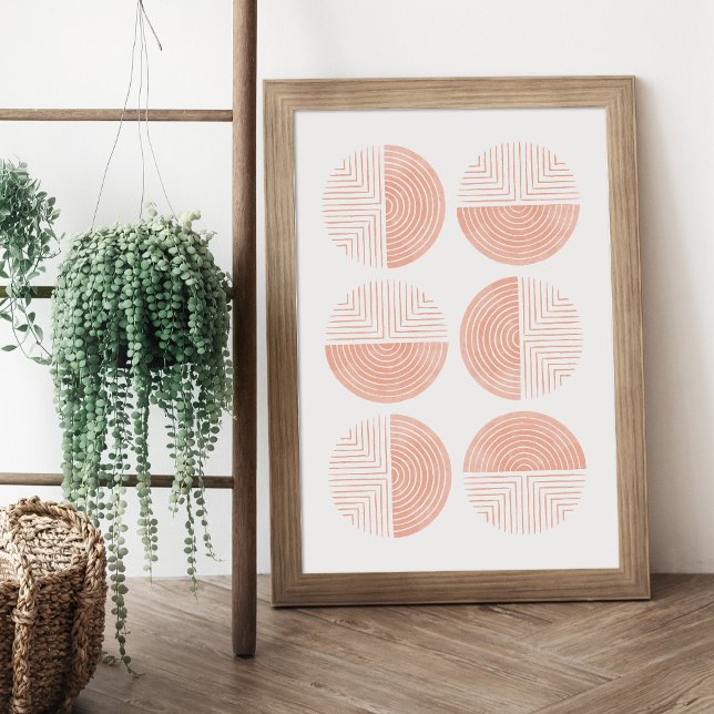 Peach Modern Circle Geometric Art Print Poster (Von Creator hochgeladen)