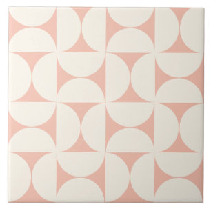 Peach Modern Geometric Semi Circles Tile Fliese