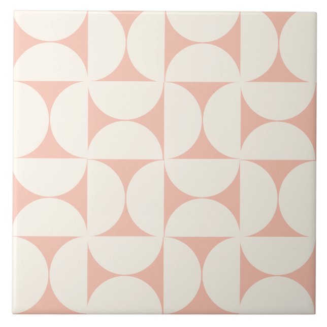 Peach Modern Geometric Semi Circles Tile Fliese (Vorderseite)