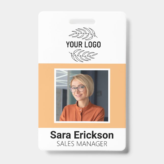 Peach Modern ID Card Business Mitarbeiter Ausweis (Vorderseite)