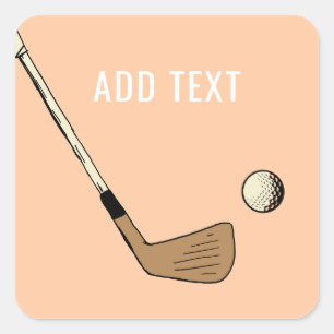 Peach Modern Vintag Golf Quadratischer Aufkleber