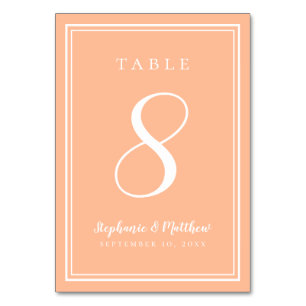 Peach Moderne einfache Hochzeitsempfehlung Minimal Tischnummer