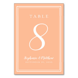 Peach Moderne einfache Hochzeitsempfehlung Minimal Tischnummer